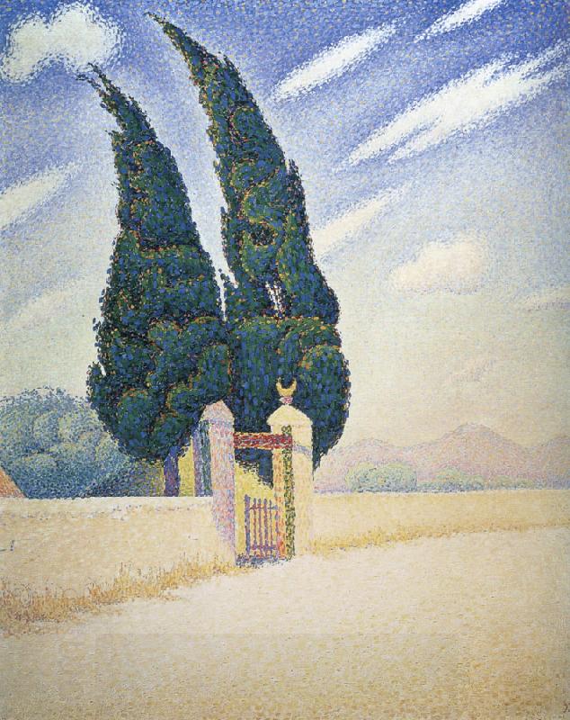 Paul Signac two cypresses mistral